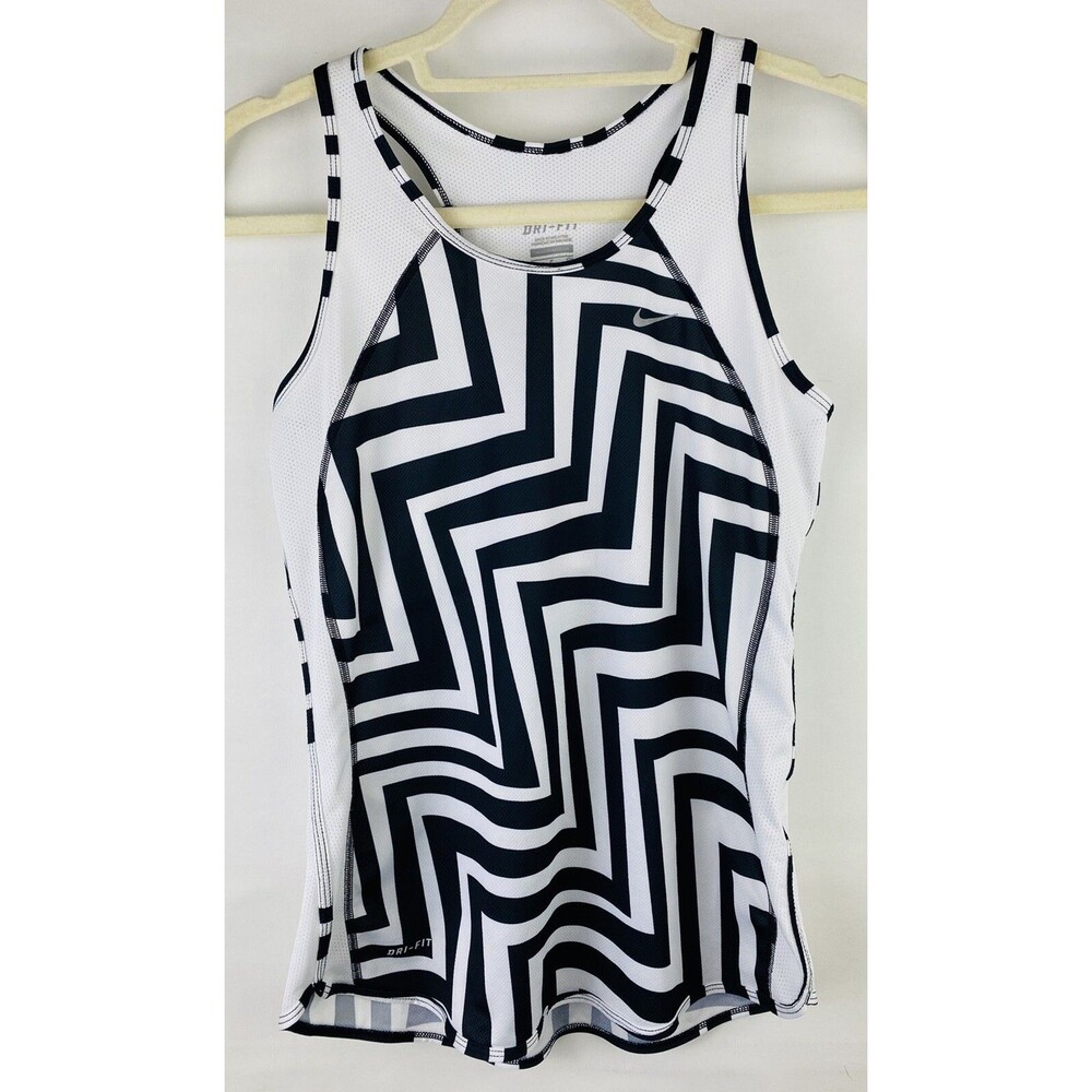Nike Pro Small Sleeveless TANK Women's Black White Swoosh Racerback Dri Fit